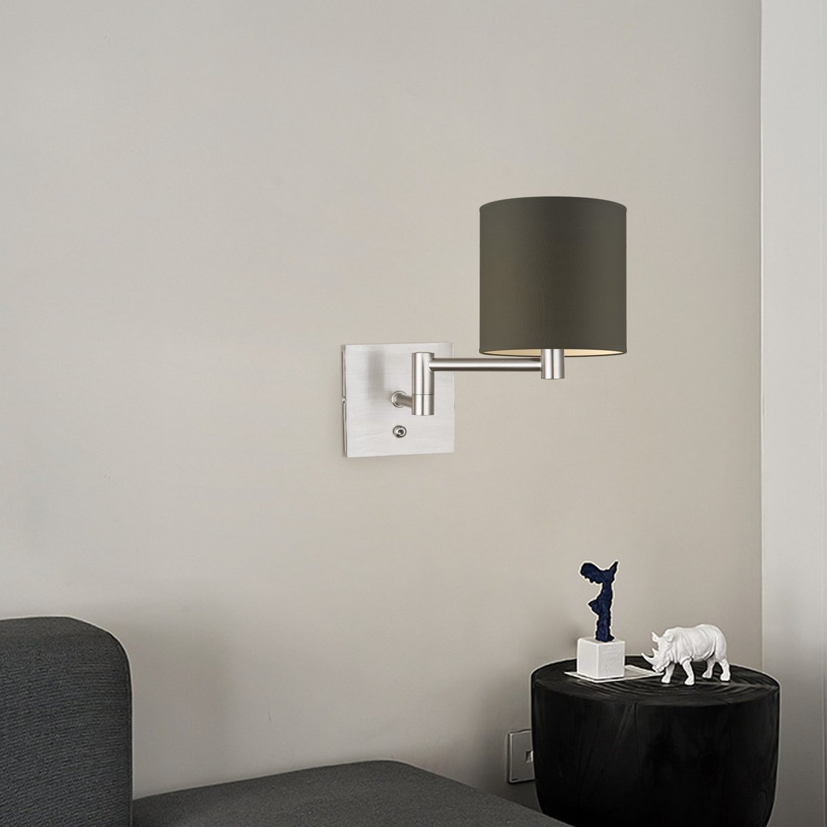 Home Sweet Home Wandlamp - Swing, E27, antraciet Lampenkap 16x15cm