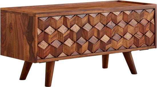 HiFi Lowboard Massief Sheesham-Hout TV-Dressoir 92x44x35 cm met Vouwdeur | TV-Meubel Hoog | TV-Tafel TV-Bord Woonkamer Modern