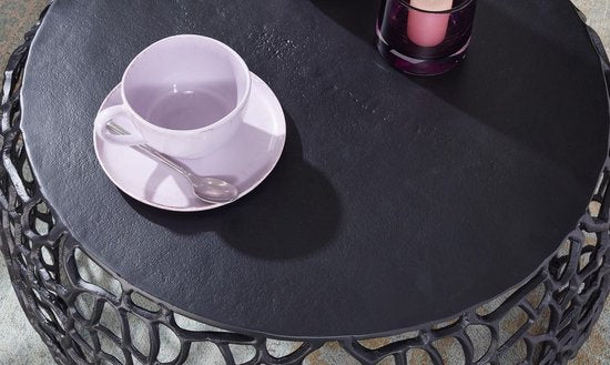 Coffee Table Aluminium 66x66x30 cm Coffee Table Metal Black | Round Living Room Table | Modern Living Room Table | Small Side Table