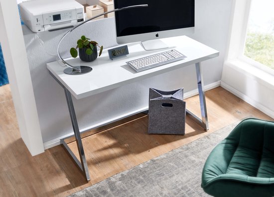 Luxa Luxueus bureau - Luxe Werkplek -Make-up tafel - Wit- Zilveren onderstel