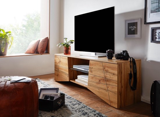Lowboard hout eiken decor 160x50x40 cm TV-dressoir met 2 deuren -Design TV meubel hoog - TV meubel TV meubel modern - TV dressoir woonkamer