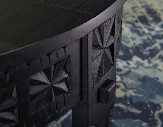 design coffee table 80x36x80 cm Mango solid wood coffee table round black | Coffee table wood Solid wood coffee table | Living room table oriental | Coffee table lounge table