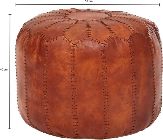 kruk echt leer bruin 52 x 40 x 52 cm poef woonkamer | Design poef kruk oosterse | Gestoffeerde kruk Orient beensteun bank