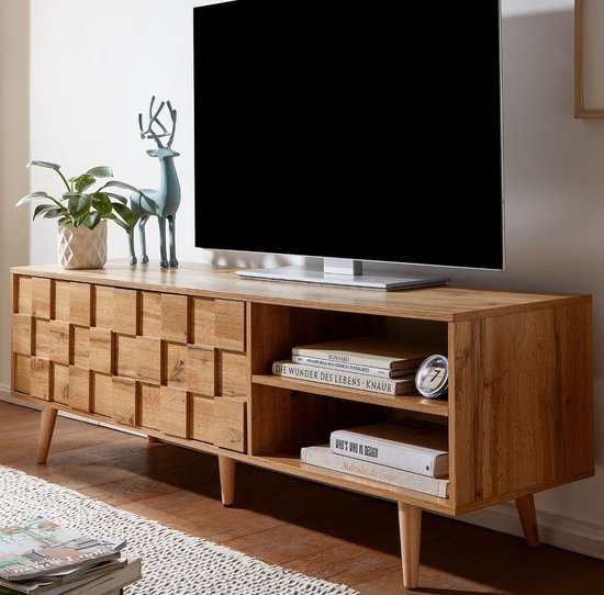 lowboard hout eiken decor 160x51x40 cm TV-dressoir met 2 deuren | Design TV meubel hoog | TV meubel TV meubel modern | TV dressoir woonkamer