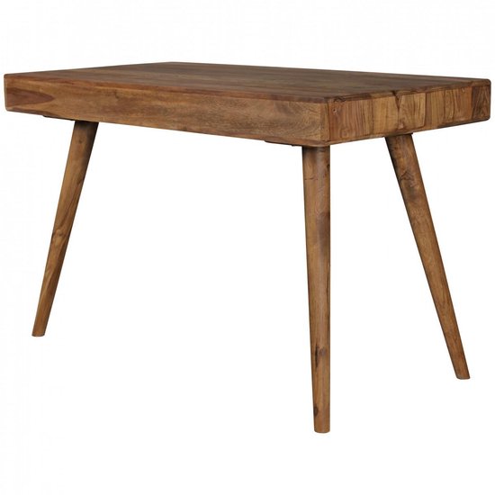 bureau REPA zwart 120 x 60 x 75 cm massief houten laptop tafel Sheesham Nature | Landelijke stijl werktafel met 1 lade | Kantoor tafel Pc-tafel