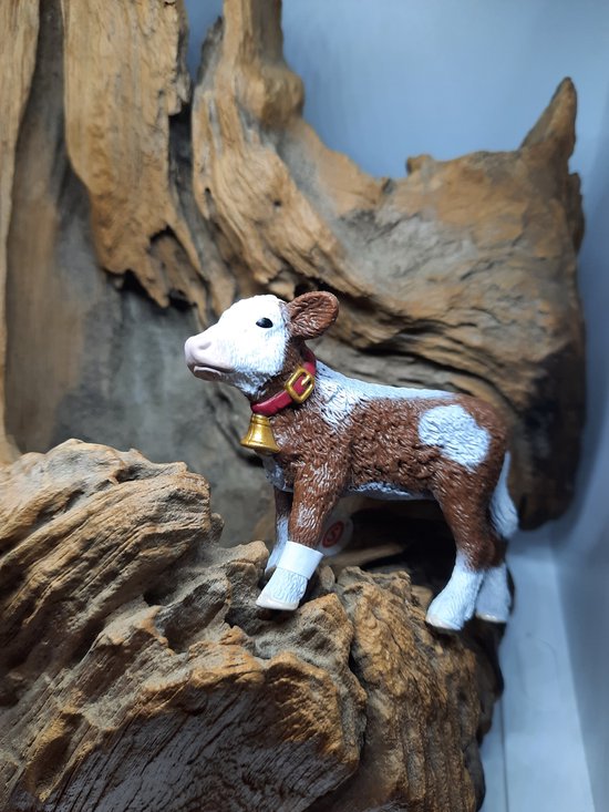 Speelfiguur - Boerderijdier - Kalf - Zwartbont