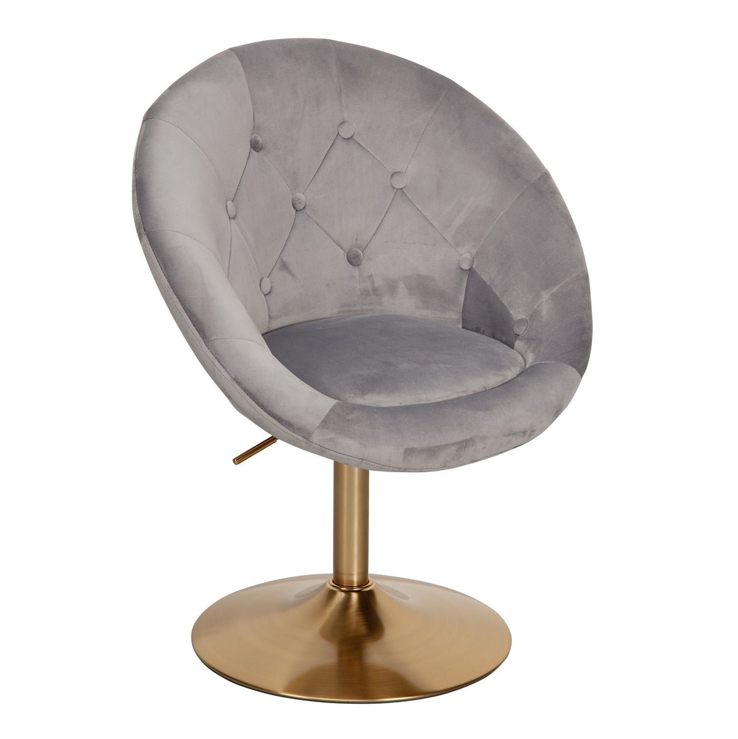 stoel fluweel grijs / goud design draaistoel | Club fauteuil gestoffeerde stoel met rugleuning | Draaifauteuil Cocktail fauteuil Lounge | Fauteuil met stoffen bekleding