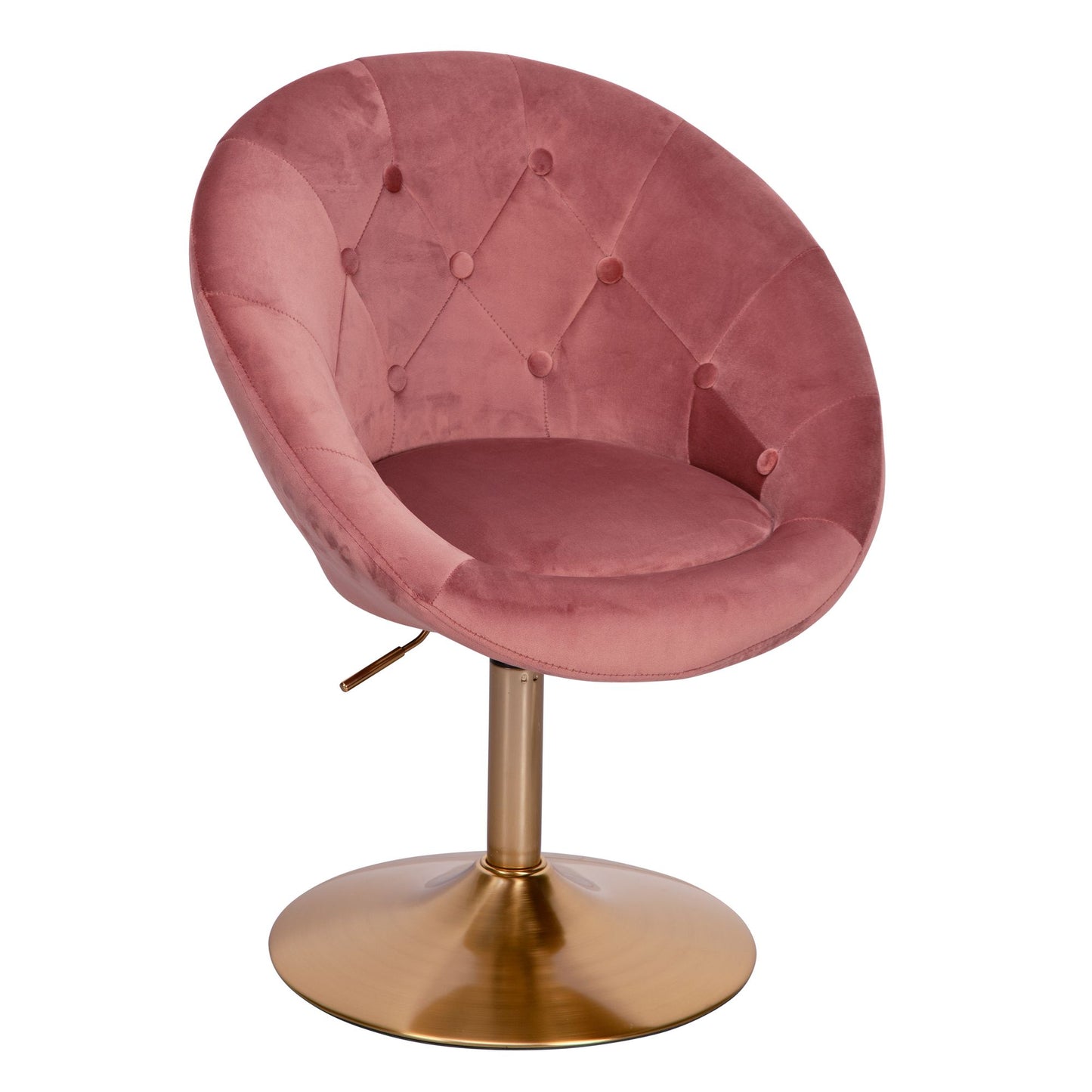 stoel fluweel roze / goud design draaistoel | Club fauteuil gestoffeerde stoel met rugleuning | Draaifauteuil Cocktail fauteuil Lounge | Fauteuil met stoffen bekleding