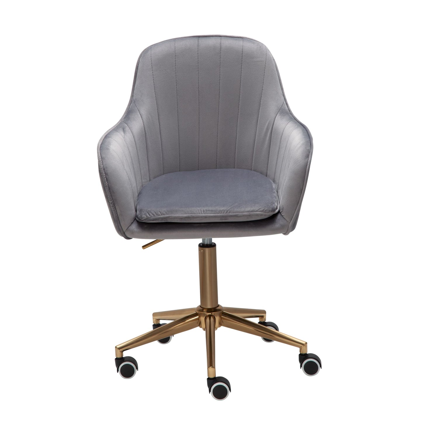 bureau fluweel grijs | Design draaistoel met rugleuning | Werkstoel 120 kg in hoogte verstelbaar | Schelpstoel met wielen | Schommelstoel