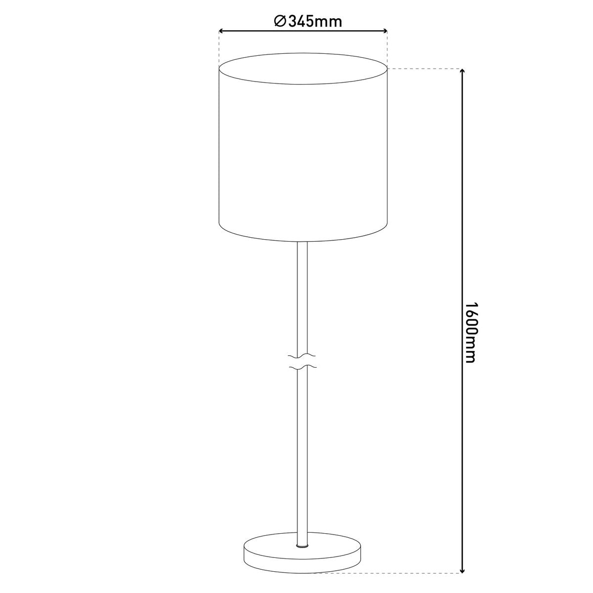 Staande lamp "New York", klassieke metalen vloerlamp met tekstblazer in grijs, met E27 -aansluiting, 160 cm hoog, perfect voor woonkamer, eetkamer, gang en kantoor