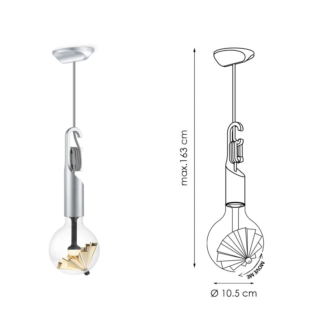Home Sweet Home Hanglamp Move Me Twist Paraplu 5,5W 2700K grijs-goud