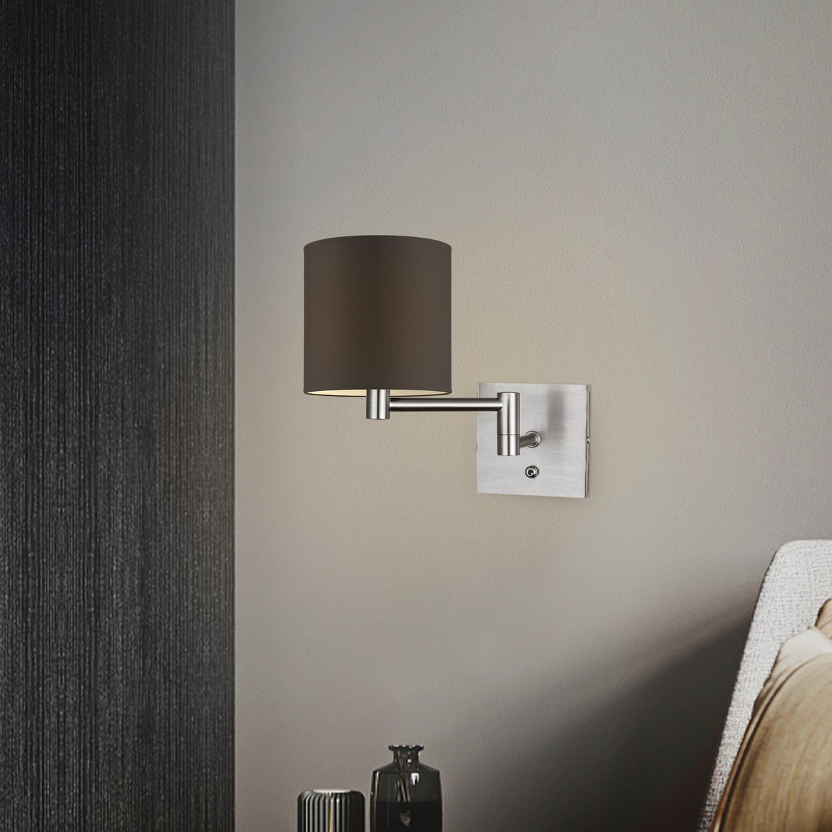 Home Sweet Home Wandlamp - Schommel, E27, chocolade Lampenkap 16x15cm