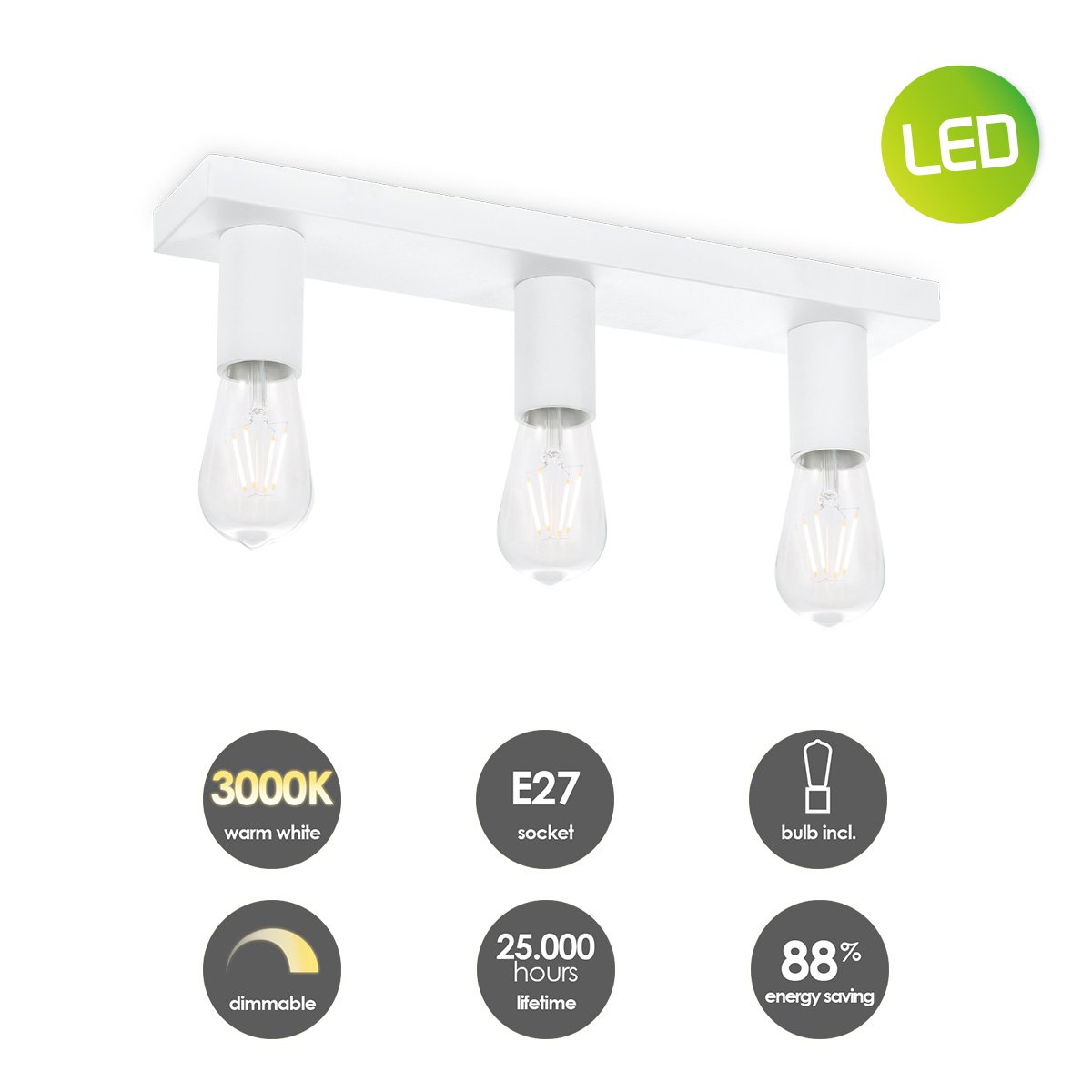 Home Sweet Home Opbouwspot Nitro 3 - incl. dimbare LED lamp - wit