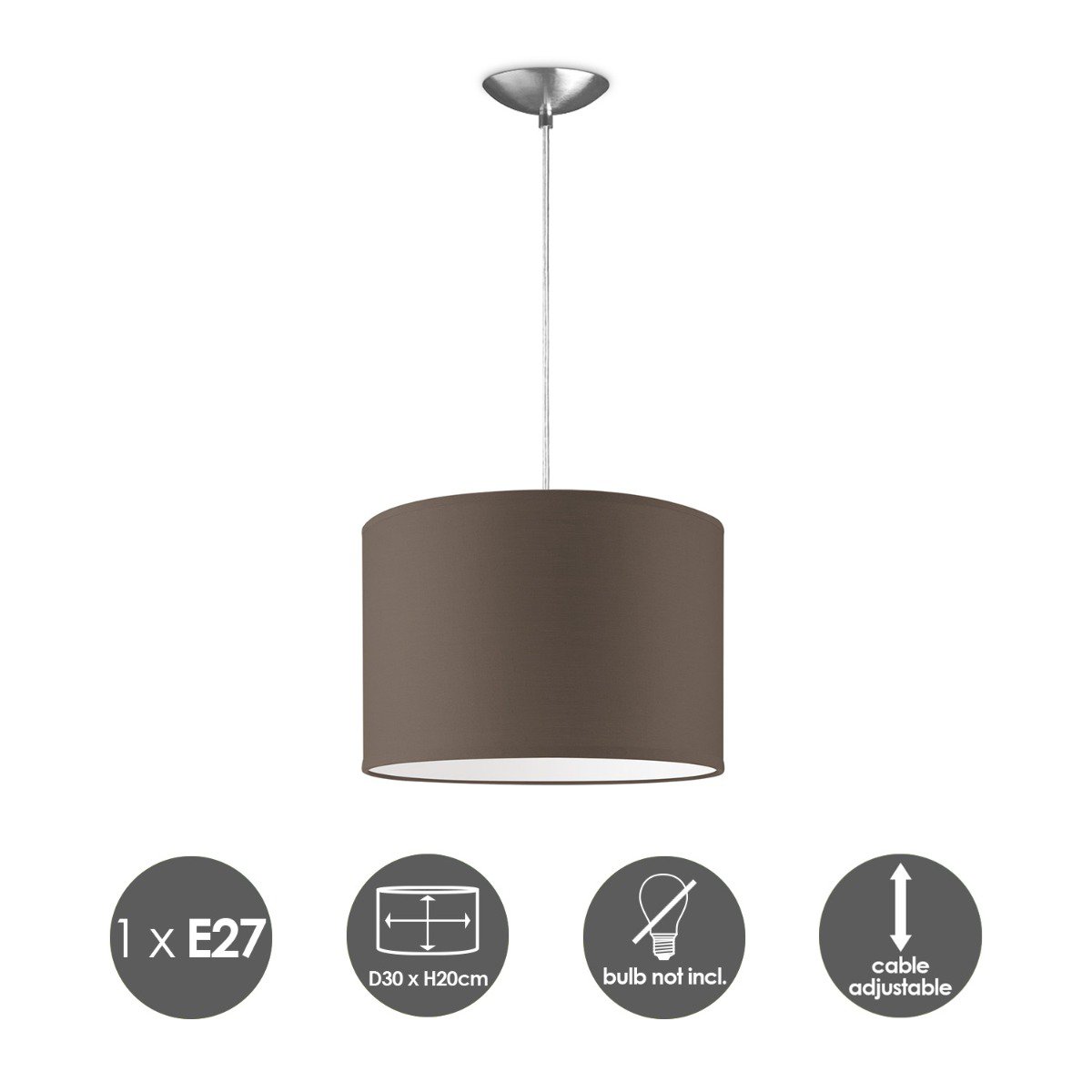 Home Sweet Home hanglamp Bling met lampenkap, E27, taupe, 30cm
