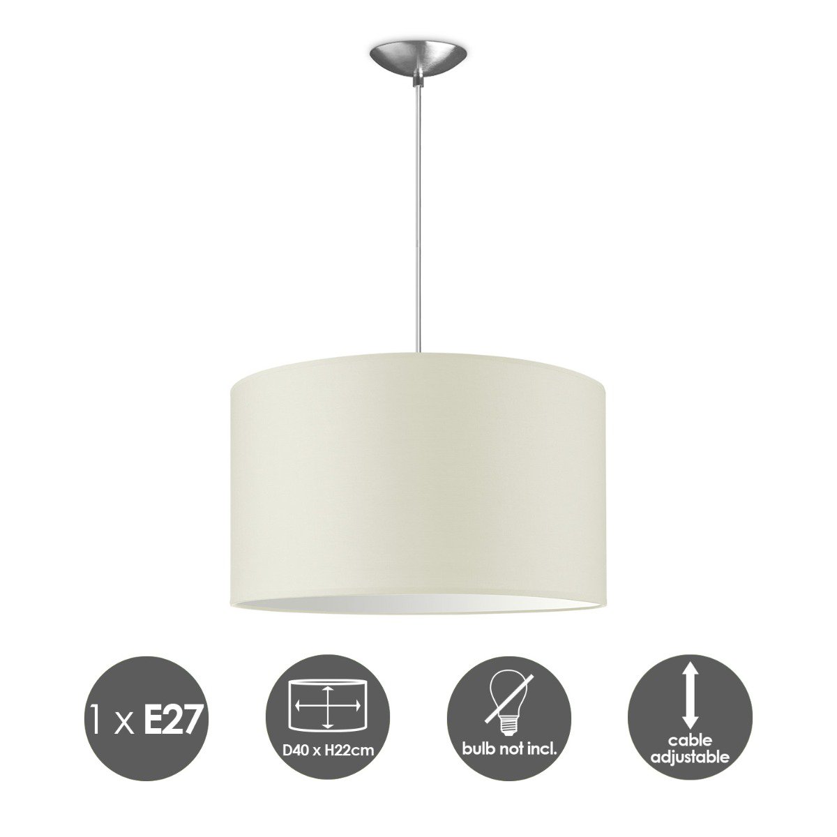 Home Sweet Home hanglamp Bling met lampenkap, E27, warm wit, 40cm