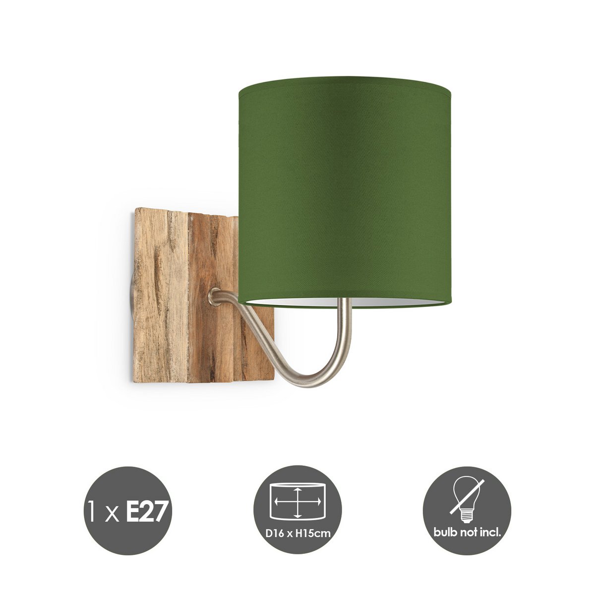 Home Sweet Home Wandlamp - Drift E27 Lampenkap groen 16cm