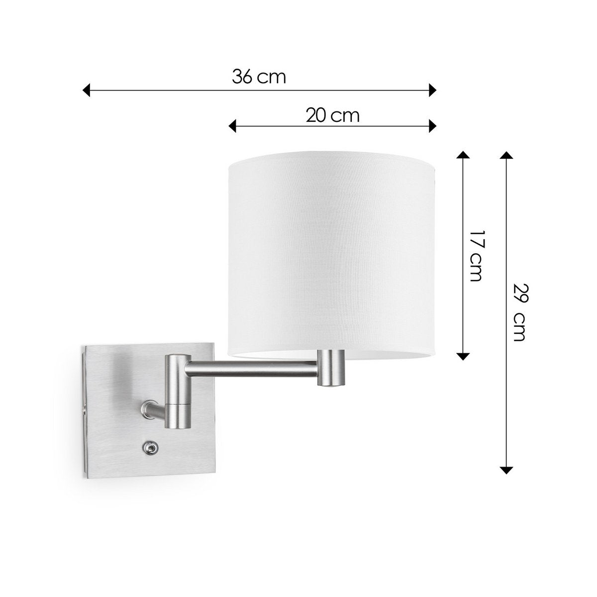 Home Sweet Home Wandlamp - Swing, E27, wit Lampenkap 20x17cm
