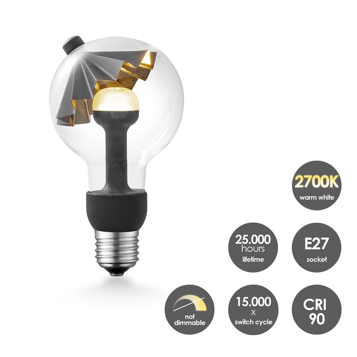 Home Sweet Home Hanglamp Move Me - Twist Cone 5.5W 2700K zwart-goud