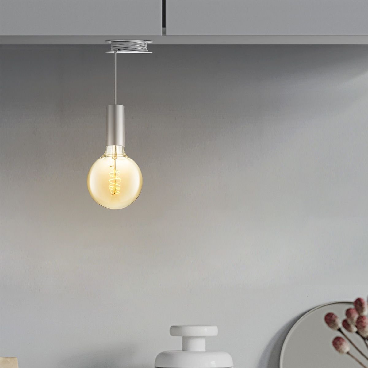 Home Sweet Home Verlichtingspendel Pulley - Grijs - 12x12x154 cm