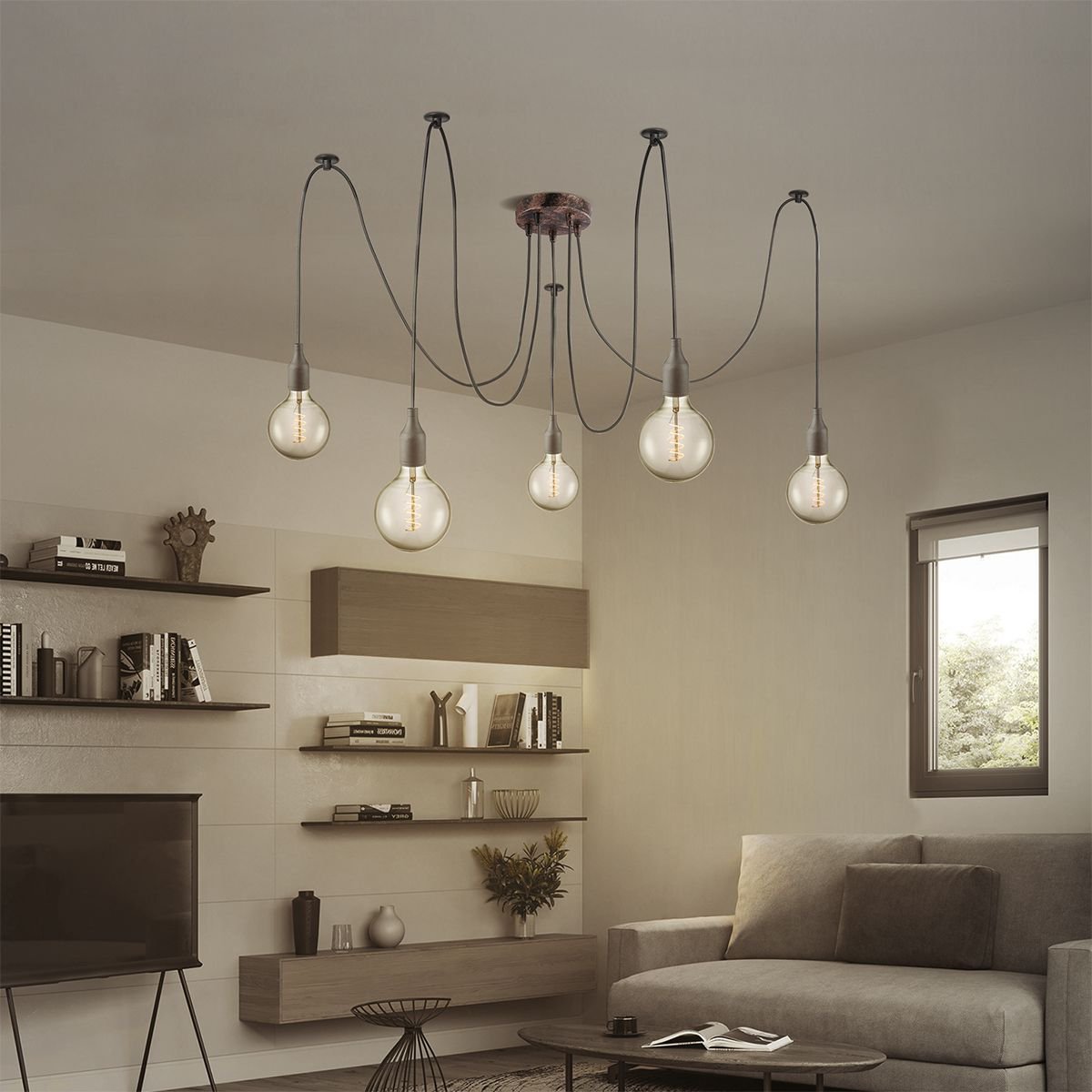 Home Sweet Home Plafondrozet metaal roest 5 lichts