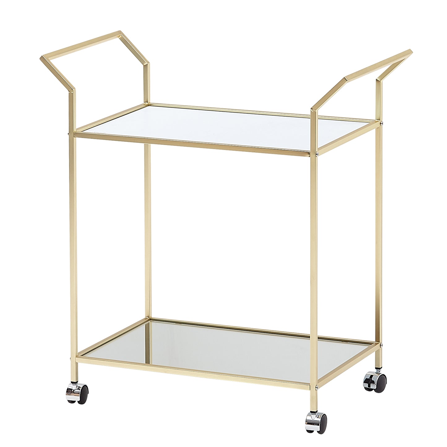 design serveerwagen goud 73x78x37 cm keukenwagen glas/metaal | Mobiele bijzettafel | Restauratiewagen met glazen blad | Minibar theewagen op 4 wielen