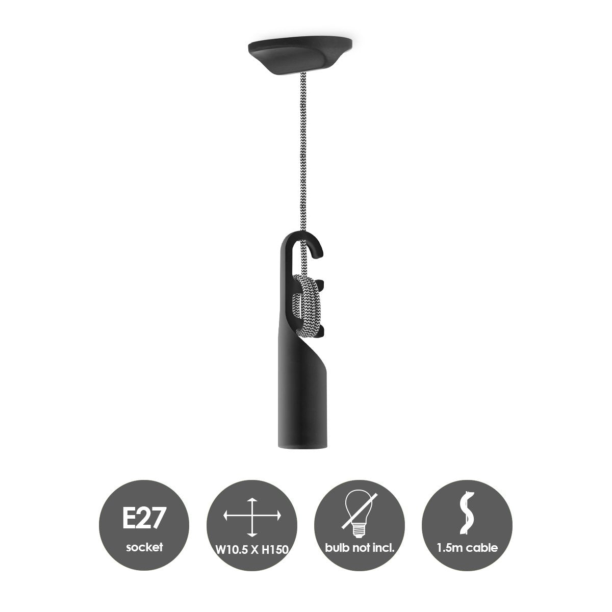 Home Sweet Home Hanglamp Move Me - Twist Cone 5.5W 2700K zwart-zwart
