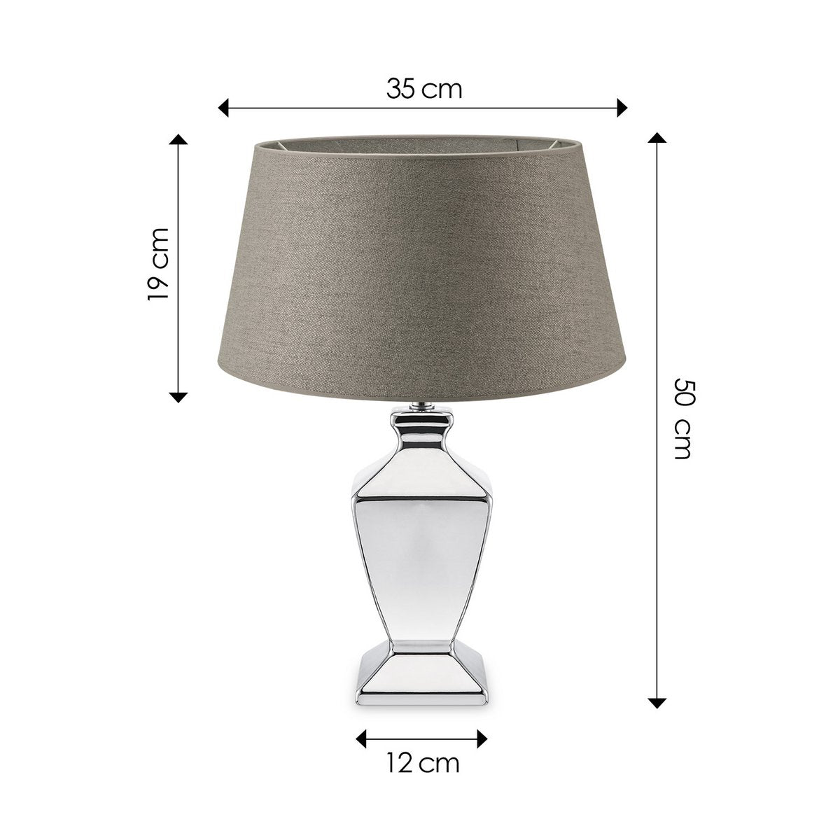 Home Sweet Home Tafellamp Melrose, E27 grijs afmetingen 35x50cm