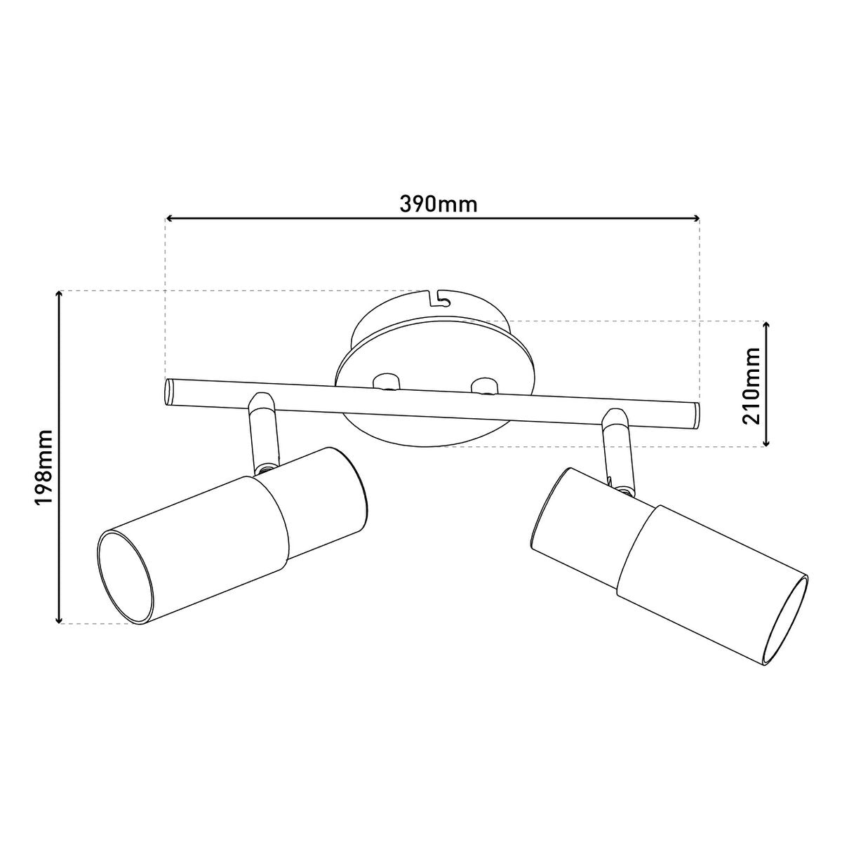 2 Wandplafondspot "Todtnau", metaal, hout en plastic, E14, 39 cm lang