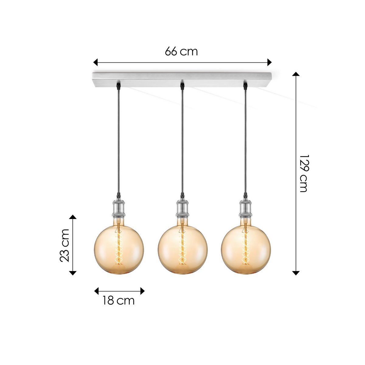 Home Sweet Home hanglamp chroom vintage - 3 LED -dimbaar E27 amber
