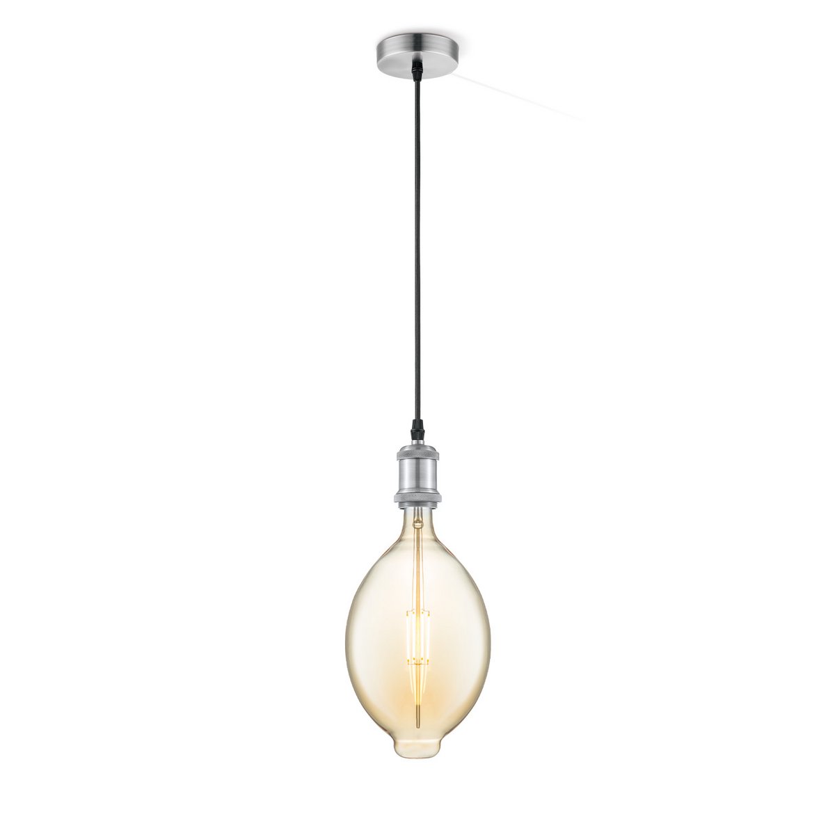 Home Sweet Home hanglamp chroom vintage Ovaal G125 dimbaar E27 amber