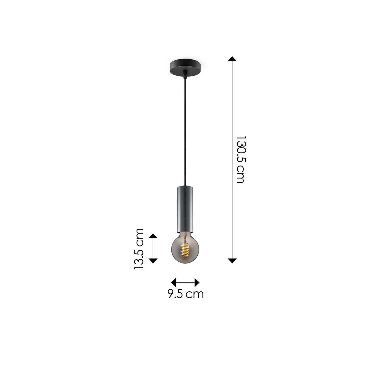 Home Sweet Home hanglamp zwart Saga - G125 - dimbaar E27 rook