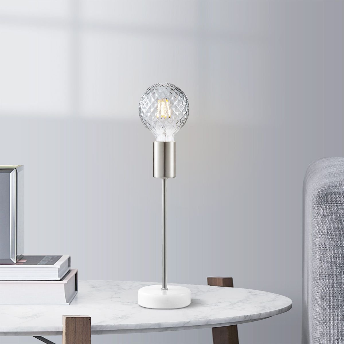 Home Sweet Home tafellamp Cava Marble - Geborsteld staal - bedlampje