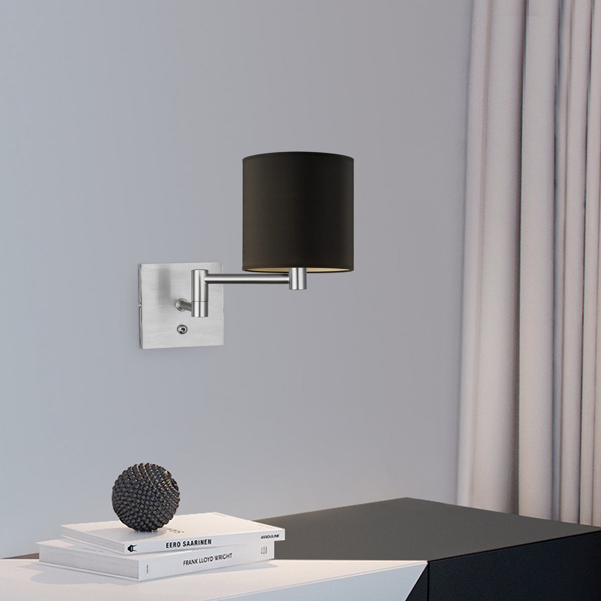 Home Sweet Home Wandlamp - Swing, E27, zwart Lampenkap 16x15cm
