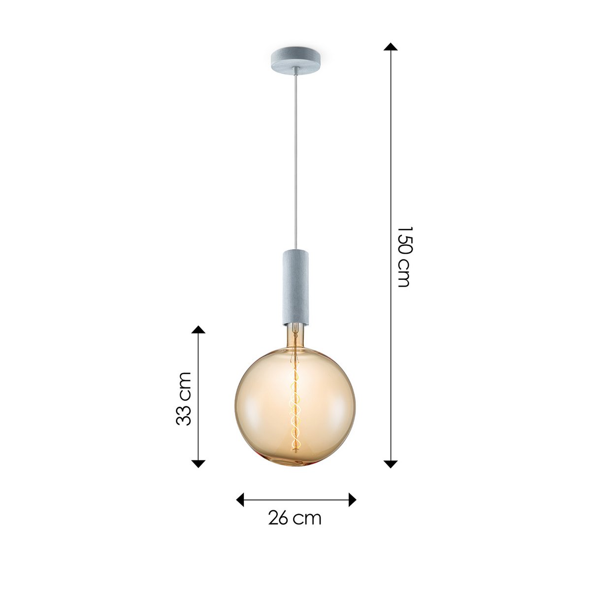 Home Sweet Home hanglamp beton Saga Globe - - dimbaar E27 amber