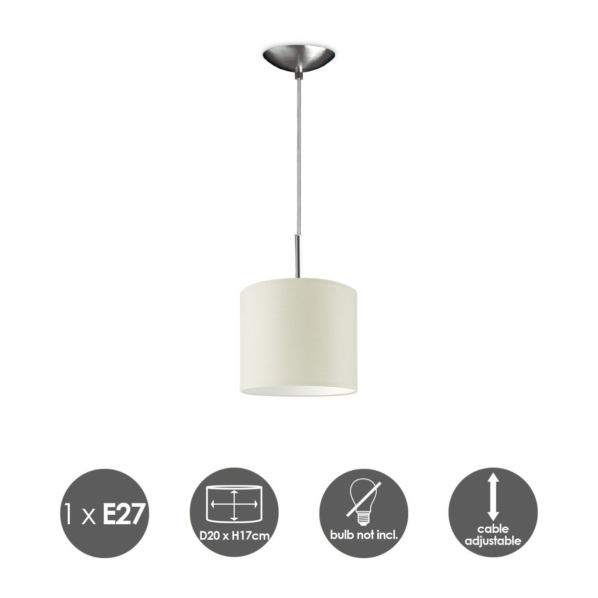 Home Sweet Home hanglamp Tube Deluxe, E27, warm wit, 20cm