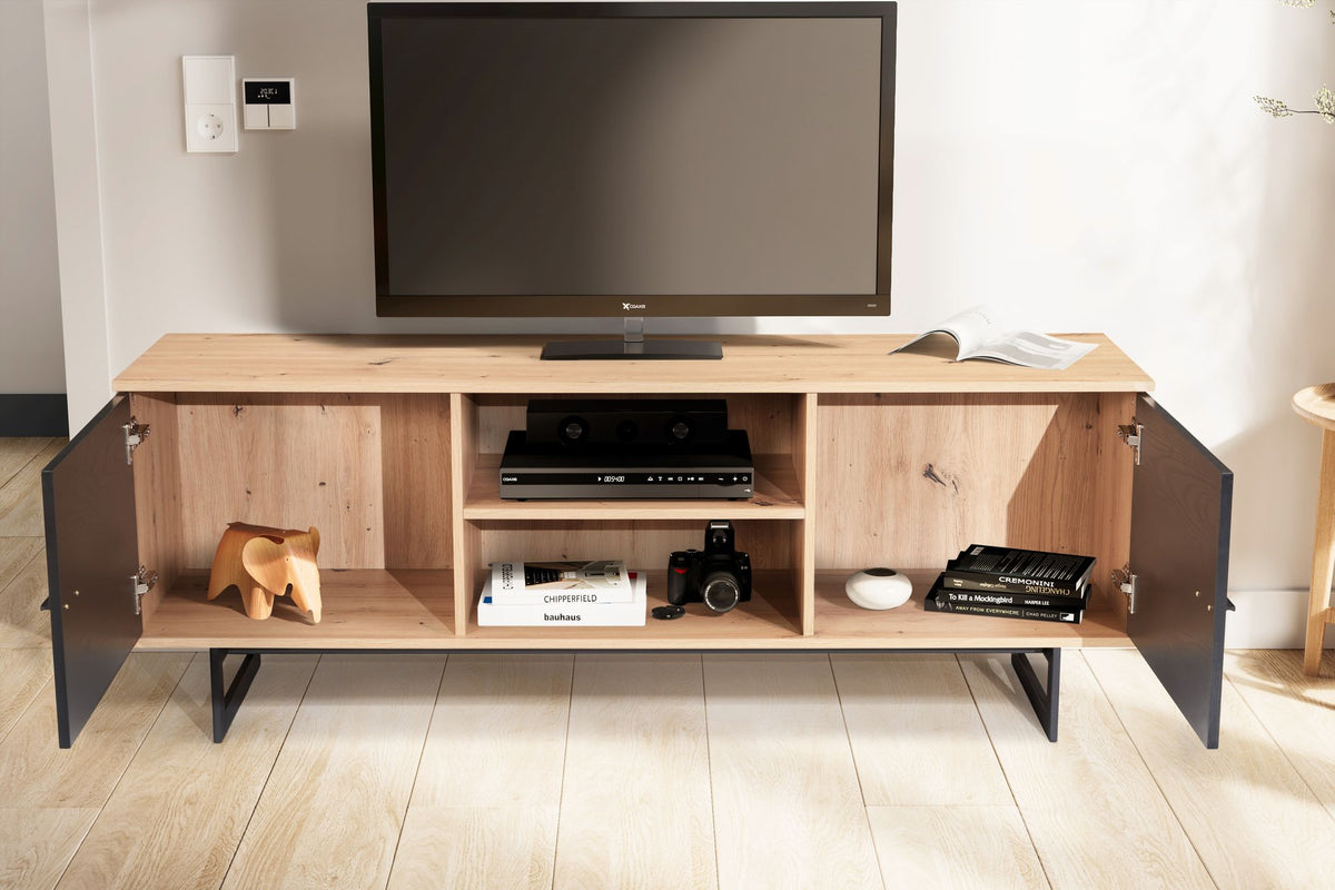 Lowboard Eiken Decor Zwart 150x55x40 cm - Design TV-kast