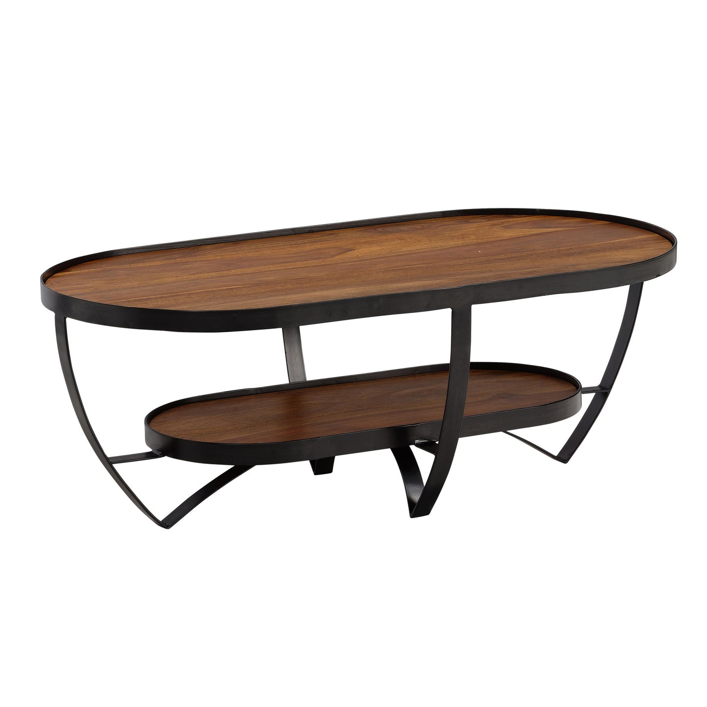 salontafel 100x50x37,5 cm Sheesham massief hout metalen salontafel ovaal, woonkamertafel salontafel massief met opbergruimte, tafel woonkamer modern