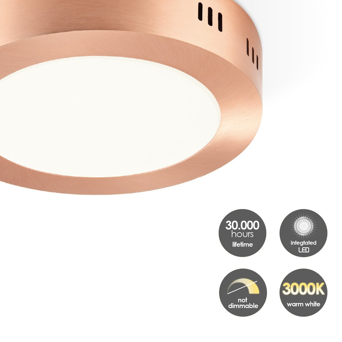 Home Sweet Home LED Plafondlamp Ska - Koper - Rond 17/17/3.6cm