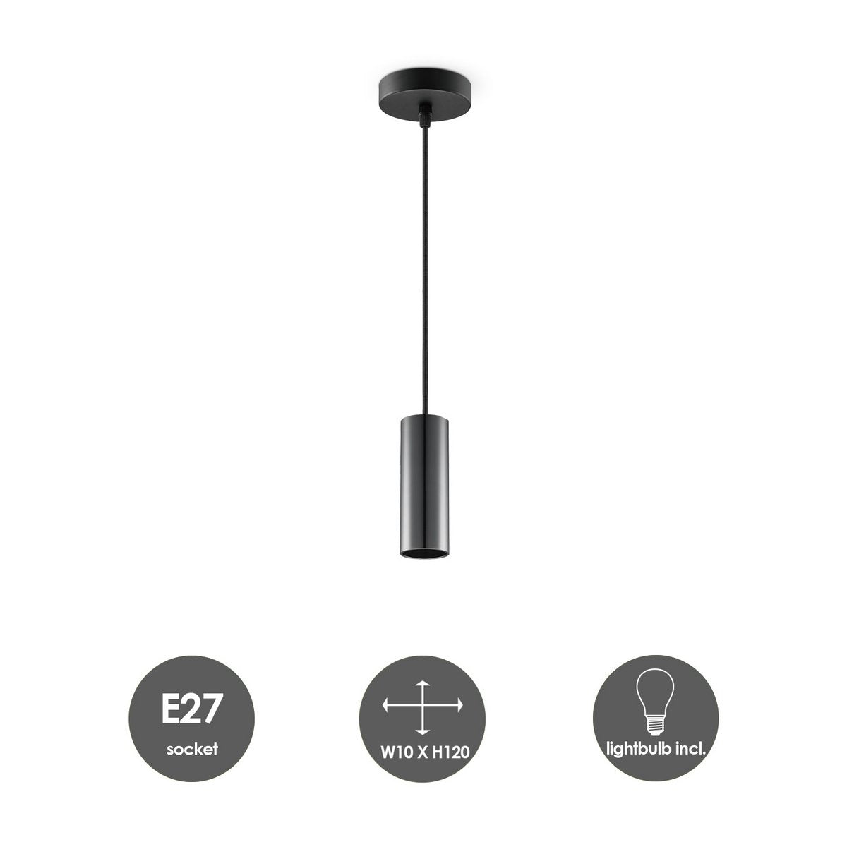 Home Sweet Home hanglamp zwart Saga - G125 - dimbaar E27 rook
