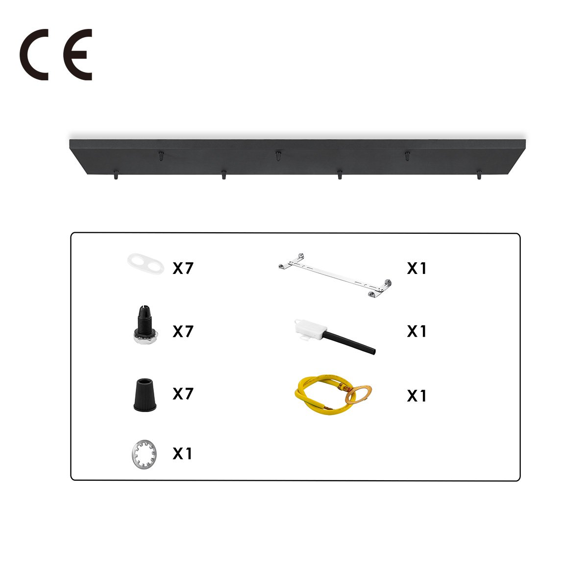 Home Sweet Home Plafondrozet XXL balk metaal zwart 7 lichts