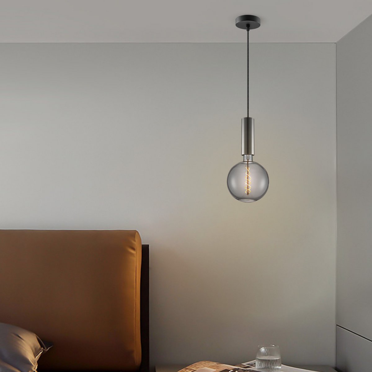 Home Sweet Home hanglamp zwart Saga - G180 - dimbaar E27 rook