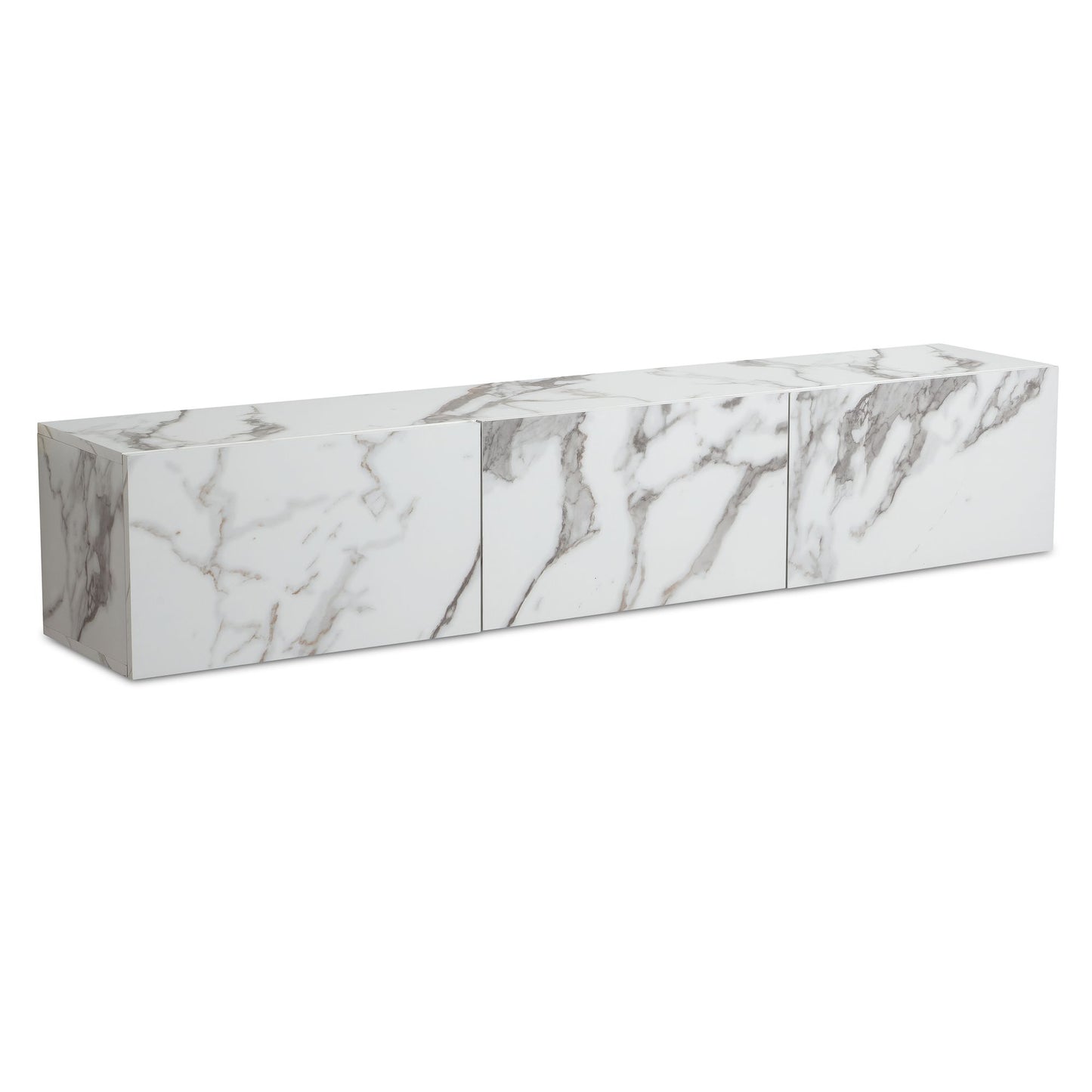 Lowboard hangend marmerlook wit 160x30x30 cm tv-meubel, design tv-tafel met vouwdeuren modern, tv-kastwand, tv-ladekast tv-ladekast om op te hangen