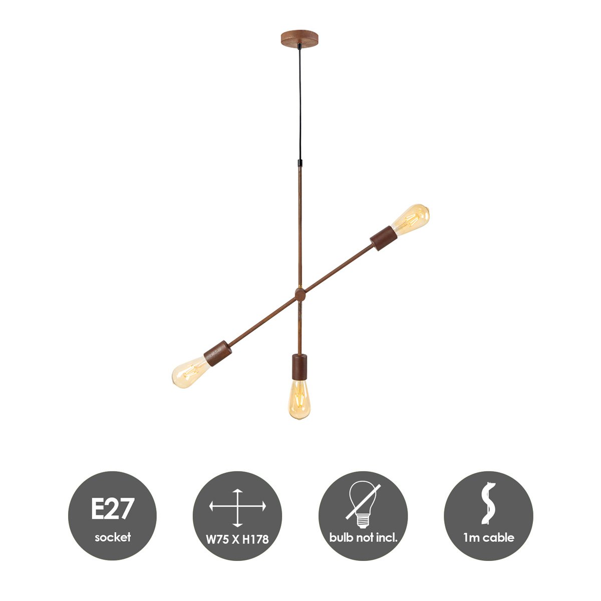 Home Sweet Home Hanglamp Molecular - Roest - 75x75x178cm