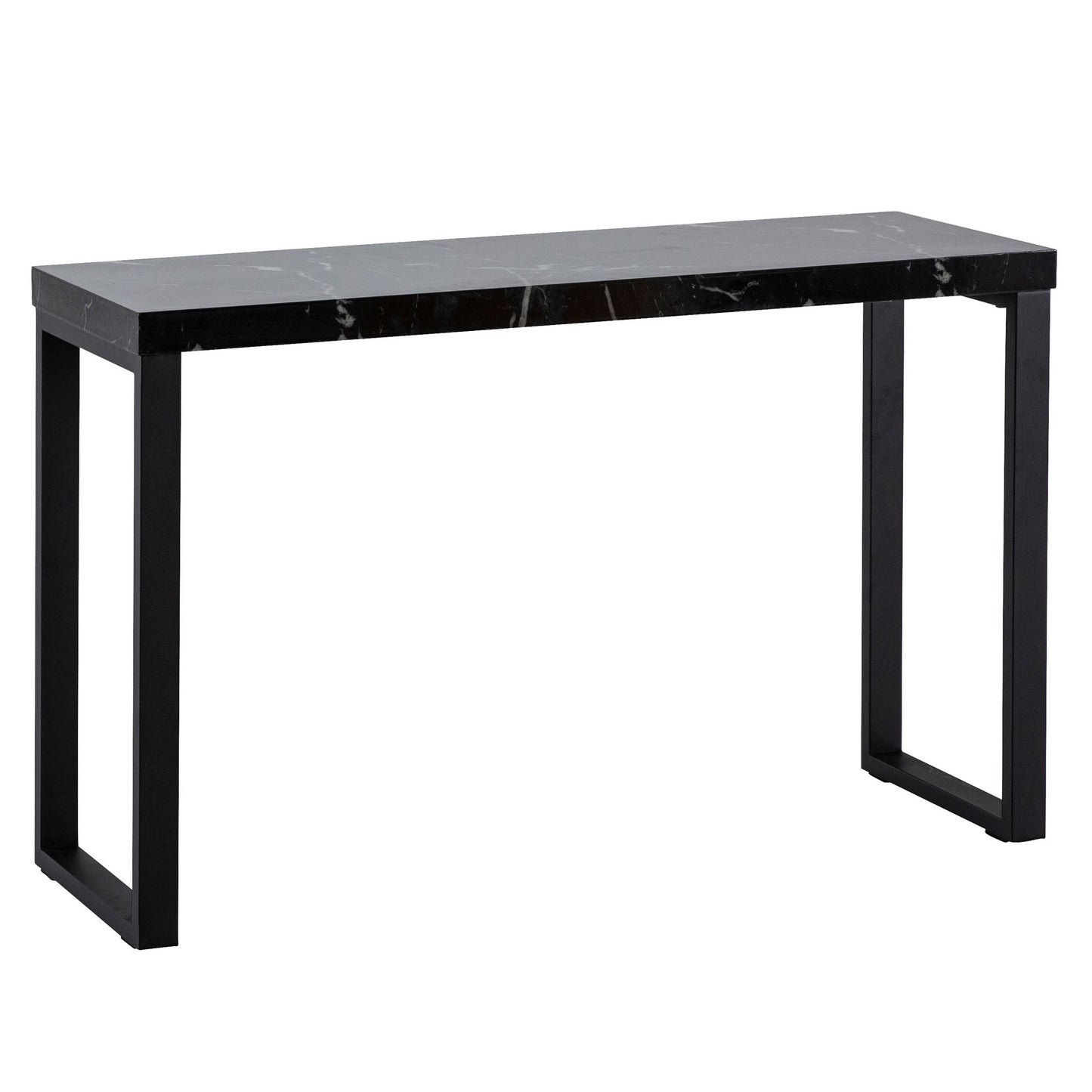 consoletafel marmerlook zwart hoogglans 120x40x76 cm design dressoir hal, smalle opbergtafel, haltafel met metalen poten, lange hoge haltafel, klein bureau