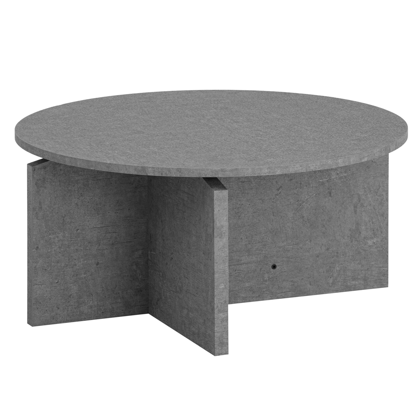 salontafel 70x70x33 cm grijze banktafel in betonlook modern, design woonkamertafel rond, loungebanktafel, salontafel bijzettafel groot