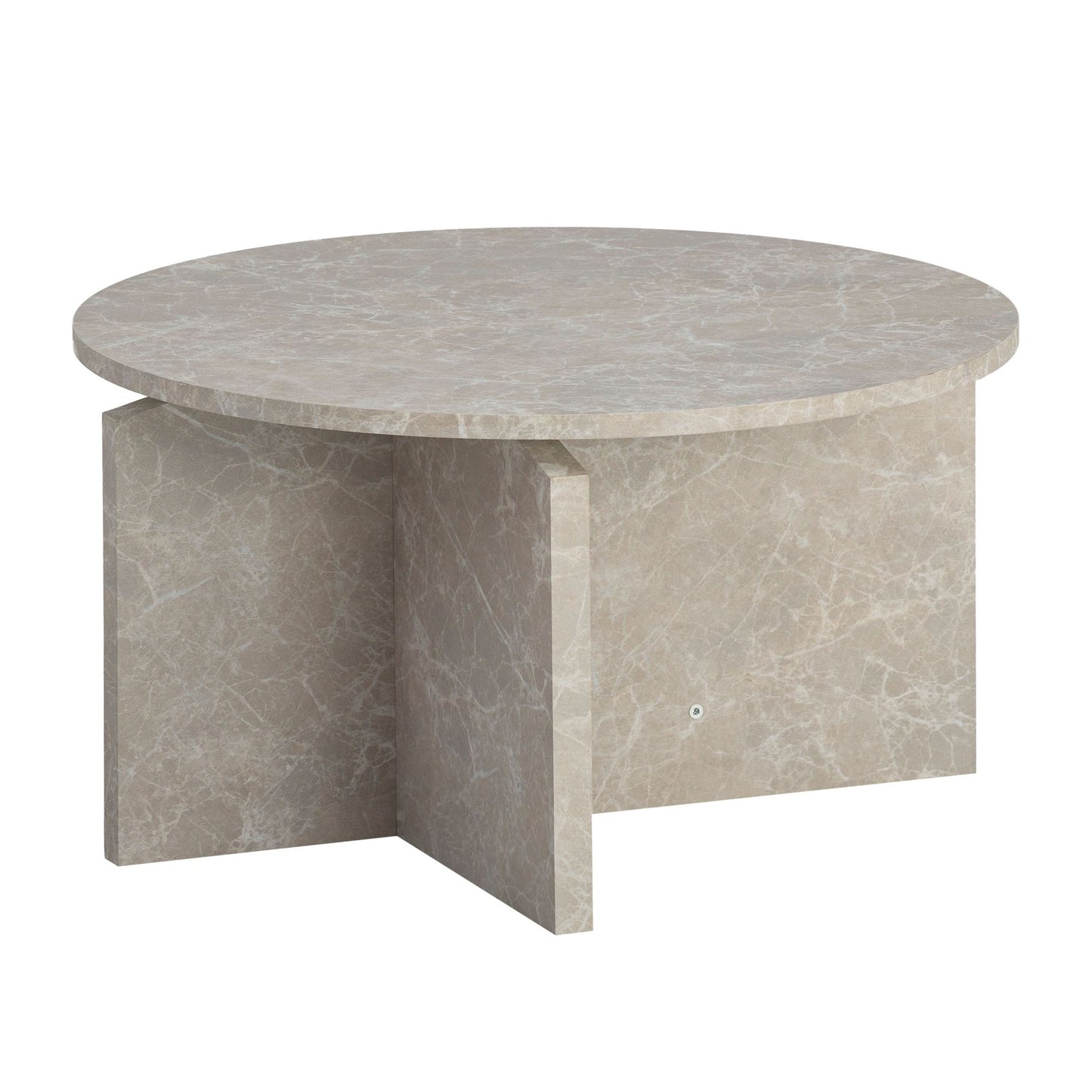 salontafel 60x60x33 cm zandkleurige salontafel in steenlook modern, design woonkamertafel rond, loungebanktafel beige, salontafel bijzettafel klein