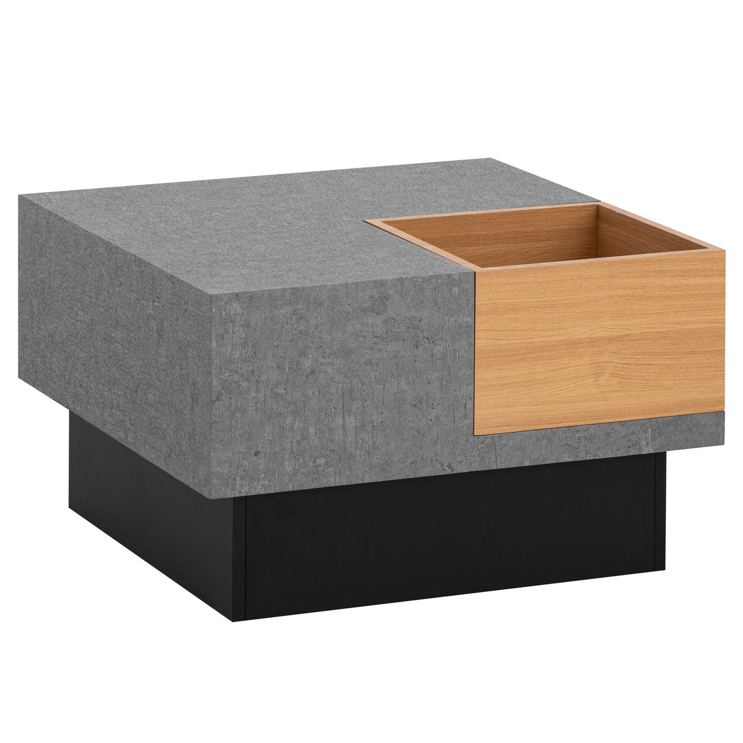 salontafel 65x65x40 cm grijs salontafel in betonlook modern, design woonkamertafel met opbergruimte, loungebank tafel vierkant, salontafel bijzettafel opbergvak