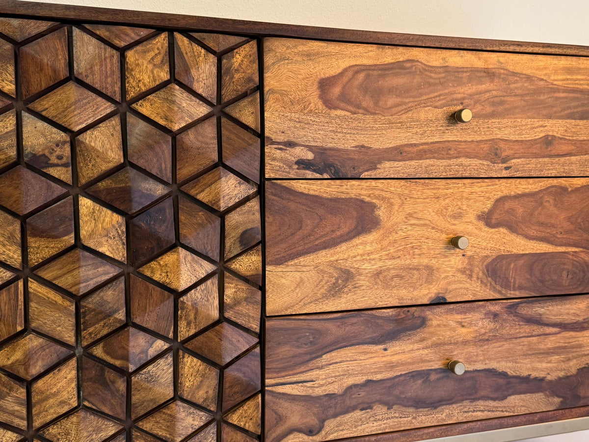 Dressoir Sheesham Massief Hout 180 cm, Dressoir