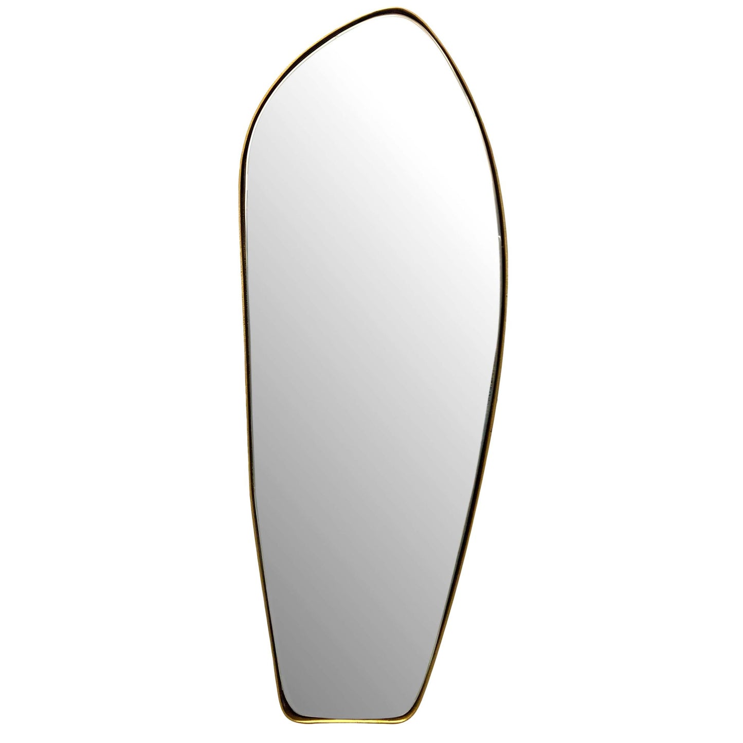 wandspiegel asymmetrisch 33x90 cm metalen design hangende spiegel goud, ijzeren decoratieve spiegel vormloos met frame, grote wandspiegel, halspiegel langwerpig, garderobespiegel modern