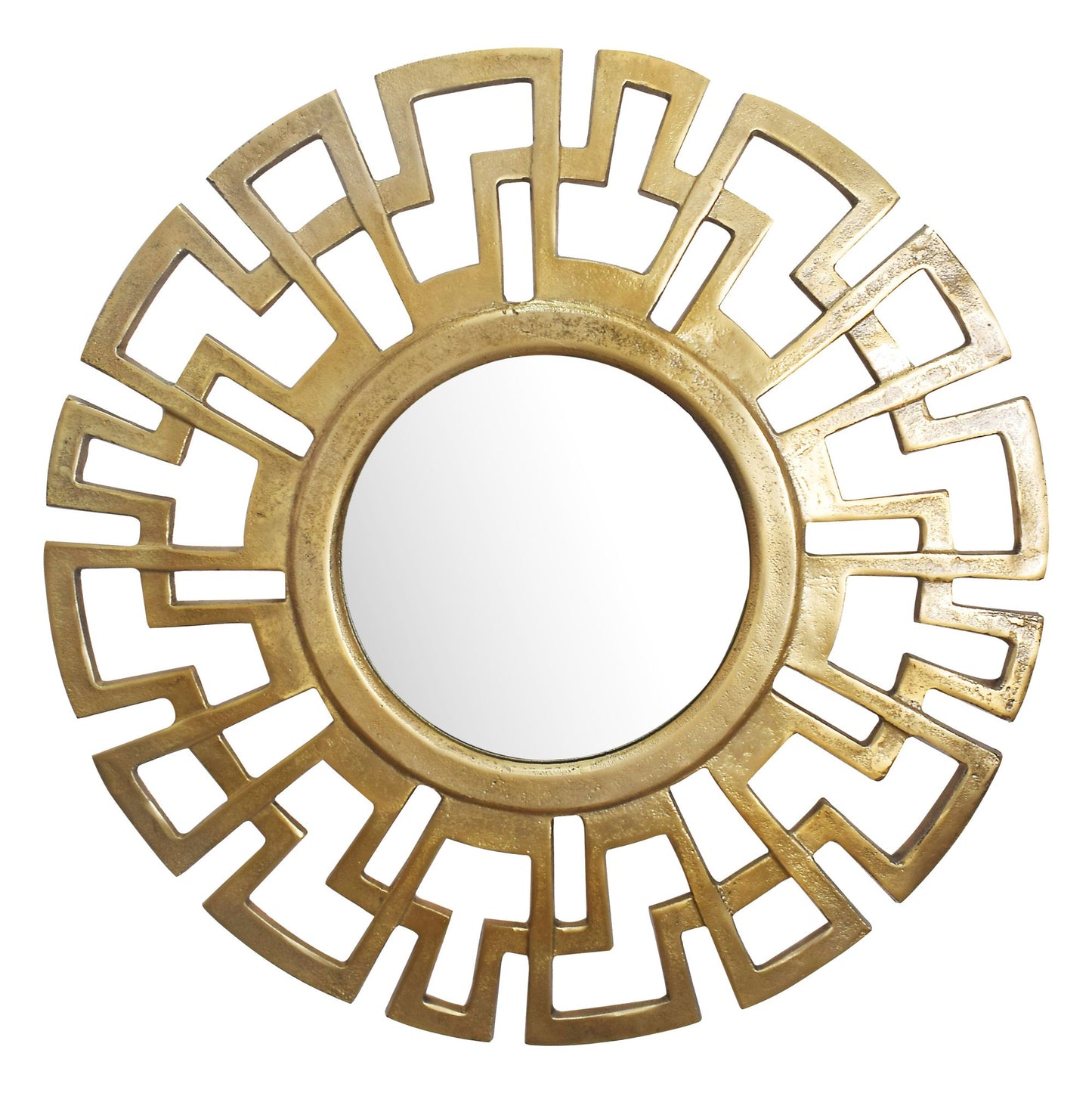 wandspiegel Art Deco 60 cm metalen design hangspiegel goud, aluminium decoratieve spiegel rond met frame, grote wandspiegel, gangspiegel garderobespiegel modern